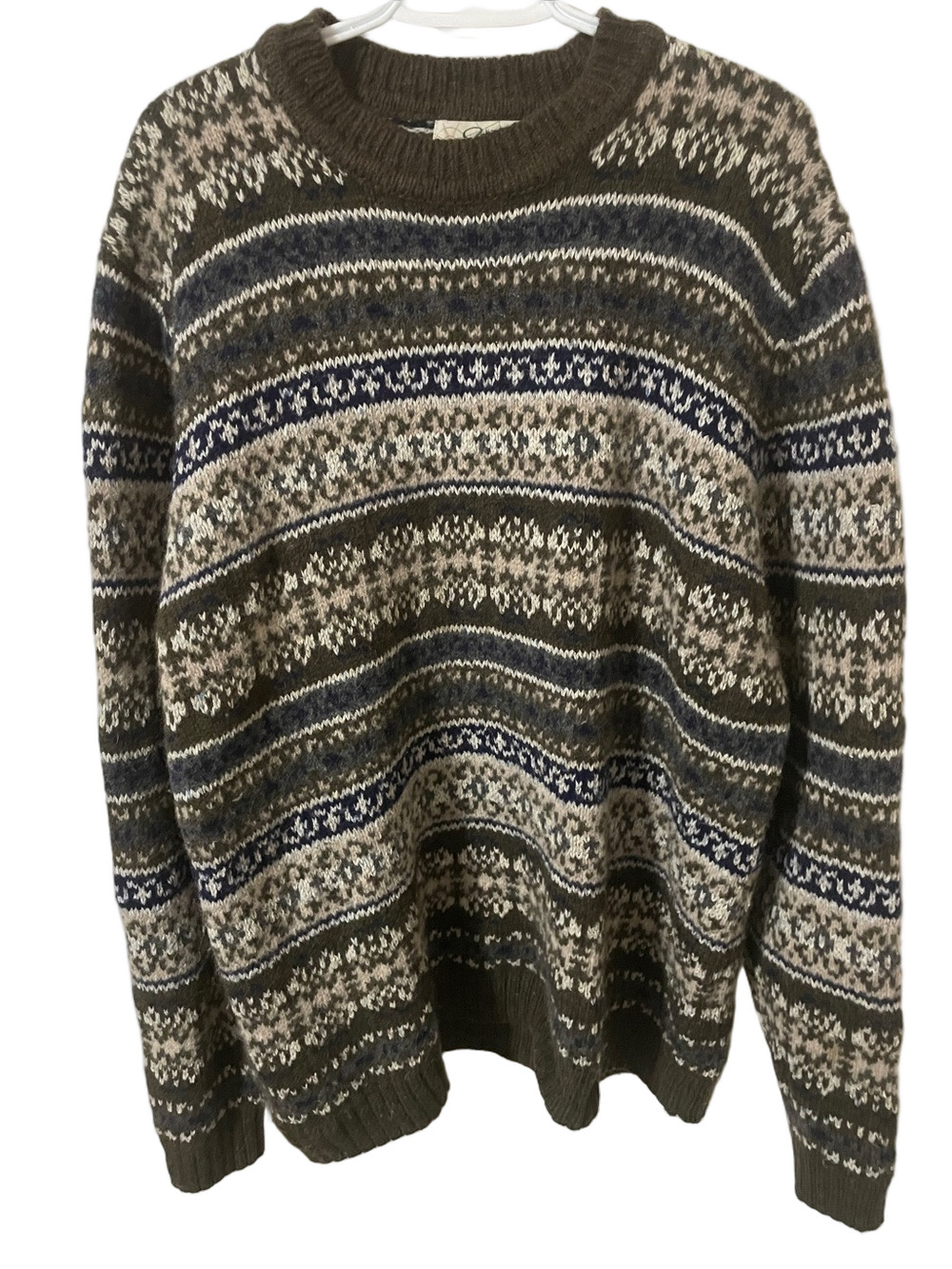 Vintage Wool Blend Fair Isle Crewneck Sweater Size XXL